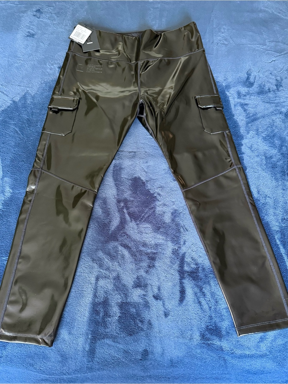 RUDSAK SIEN P Women Black Patent Vegan Leather Cargo Leggings XL NWT $195 Retail